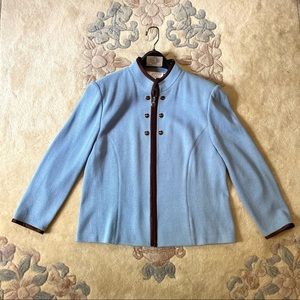 LightBlue St. John Collection Jacket w/ Brown Trim